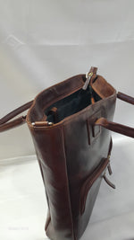 Load image into Gallery viewer, Aura woemns laptop bag burnish dark cognac
