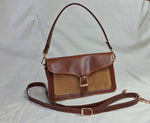 Load image into Gallery viewer, Alzira Leather cross body bag burnish cognac and tan suede
