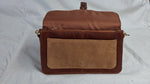 Load image into Gallery viewer, Alzira Leather cross body bag burnish cognac and tan suede
