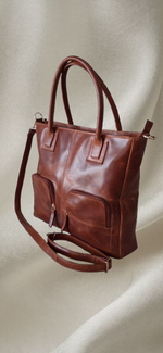 Load image into Gallery viewer, Aura woemns laptop bag burnish cognac
