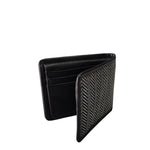 Load image into Gallery viewer, GW8  Heringbone canvas and black leather wallet
