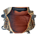 Load image into Gallery viewer, Cody travel leopard print canvas and black leather
