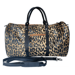 Load image into Gallery viewer, Cody travel leopard print canvas and black leather
