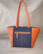 Load image into Gallery viewer, Maya ostrich print blue and denim blue  handbag
